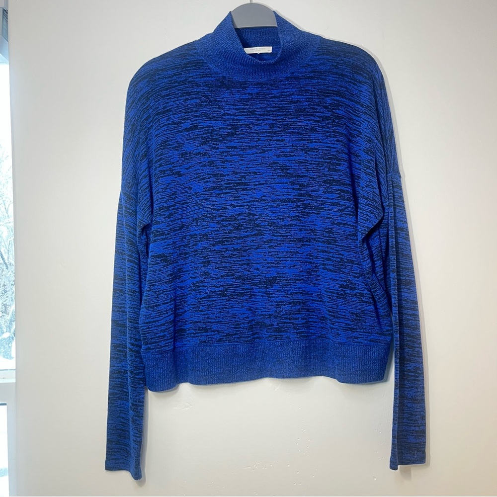 Rag & Bone Blue Mock Neck Sweater Medium Space Dye Knit Pullover Top